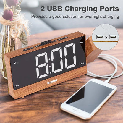 Projection Radio Alarm Clock LED Digital Desk Table Watch Snooze Function Adjustable Projector FM Radio with Sleep Timer